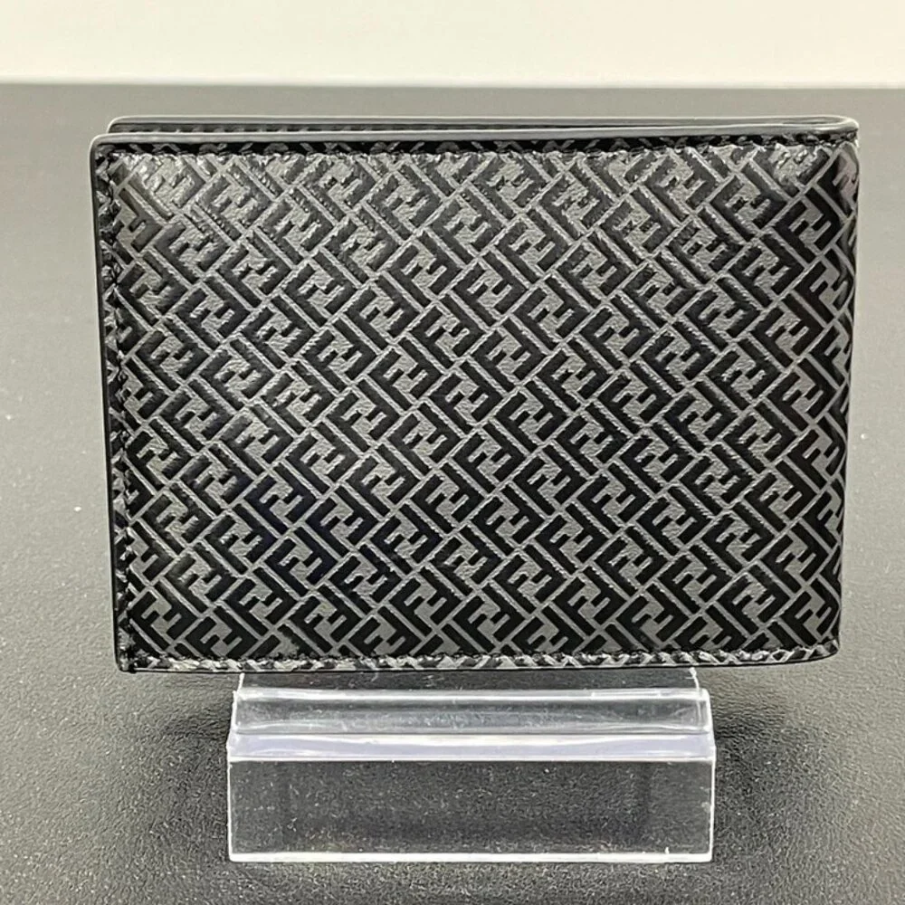 Fendi Black Micro FF Embossed Bi-Fold Wallet (JB1332)